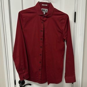 Red Express Button Up Dress Shirt Fitted 1MX